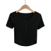 round neck single-breasted arc hem pit stripe thin sports bottoming shirt NSAC62373