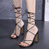 square toe heel lace-up straps sandals NSCA62398