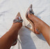 diamond bow transparent high heels pointed toe stiletto sandals NSCA62403