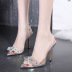 diamond bow transparent high heels pointed toe stiletto sandals NSCA62403