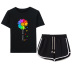 sunflower English printing T-shirt drawstring shorts set NSYIC62462