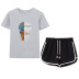 two-piece English letter printing T-shirt drawstring shorts casual set NSYIC62465
