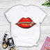 sexy zipper red lip printing T-shirt NSYIC62473
