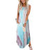 Summer tie-dye printing long loose sleeveless dress NSSUO62557