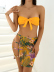 gather sexy three-piece print backless beach swimwear bikini NSLUT62529
