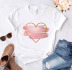 Heart Flower Print Casual Basic Round Neck White T-shirt NSAIT62500