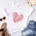 Heart Flower Print Casual Basic Round Neck White T-shirt NSAIT62500