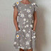 Daisy Print Short Sleeve Pocket Dress NSJIM63078