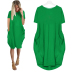 Summer new fashion short-sleeved round neck solid color slim mid-length skirt NSJIN62621