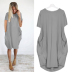 Summer new fashion short-sleeved round neck solid color slim mid-length skirt NSJIN62621