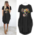 Summer Fashion Short Sleeve Round Neck Printed Thin Mid-length Dress NSJIN62619