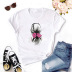 Camiseta de manga corta con estampado de niña de pelo con lazo NSYIC62591