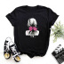 Camiseta de manga corta con estampado de niña de pelo con lazo NSYIC62591