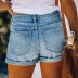 Shorts de mezclilla rectos casuales de cintura alta NSYF62646