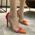 transparent film rivets bowknot pointed shallow high heel shoes NSCA62654