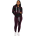 casual striped stitching hooded sweater trousers set NSBTY62701