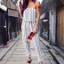 summer new style striped wrap chest sleeveless casual lace jumpsuit NSHHF62710