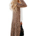 leopard snake print long-sleeved mid-length slim blouse NSHHF62718