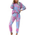 Casual tie-dye sweatshirt two-piece soft pajama set NSHHF62725