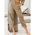 new style solid color cotton and linen fashion loose high waist casual trousers NSHHF62726