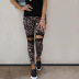 fashion leopard-print outer wear spring and autumn high-waist pants NSHHF62735