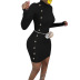 Fashion slim solid color long-sleeved waist bag hip knitted dress  NSHHF62750