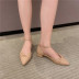 moda hebilla de una línea de tacón grueso con volantes zapatos de punta de cuero suave con punta NSHU62787