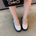 Thick-soled new autumn rhinestone buckle high-heeled leather shoes NSHU62807