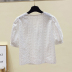 Embroidered cotton and linen chain link flower temperament lace lapel all-match shirt female chiffon shirt NSYID62832