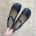 fashion chain decor round toe buckle flats NSHU62839