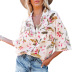 casual printed lapel sleeve pocket single-breasted loose shirt NSZH62871