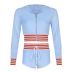 stripe hit color sports zipper cardigan jacket shorts sports two-piece set NSRUI62887