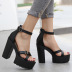fashion solid color ankle strap heeled sandals NSCA62940