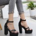 fashion solid color ankle strap heeled sandals NSCA62940