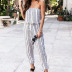 Summer New Striped Wrapped Chest Loose Foot Pants NSYIS63059