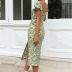Spring/Summer new slim short-sleeved floral split dress NSYIS63056
