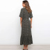 deep V short-sleeved waist printing large-length  long dress  NSYD62961