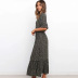 deep V short-sleeved waist printing large-length  long dress  NSYD62961