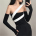 hit color belt one-piece sexy halter top NSAC62989