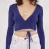 V-neck wrapped waist long sleeves NSAC63009