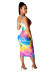 Sexy Tie-Dye Sleeveless Vest Long Skirt Suit 2 Piece Set NSSJW63017