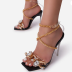 rhinestone decor stiletto high heel sandals NSYUS63151