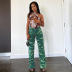 summer new casual fashion green tie-dye loose straight jeans NSLQ63183
