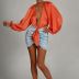 Deep V Long Sleeve Top & Skirt Set NSFD63197