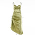 sling Drawstring High Slit Dress NSFD63201