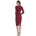 solid color bottoming button dress NSYYF63212