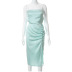 solid color strapless  elastic split sling dress NSHLJ63231