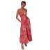 sling strapless backless low-cut printing hollow long dress NSHLJ63232