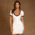 casual high-waist low-cut color-blocking pit dress NSHLJ63241