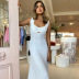 solid color hollow stitching sleeveless casual dress long dress NSHLJ63272